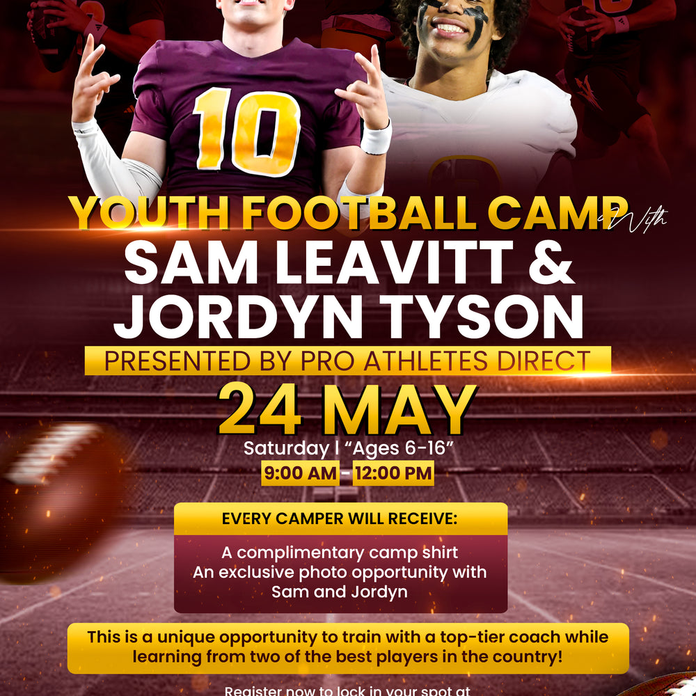 
                      
                        Sam Leavitt & Jordyn Tyson Youth Camp Presented by Pro Athletes Direct
                      
                    